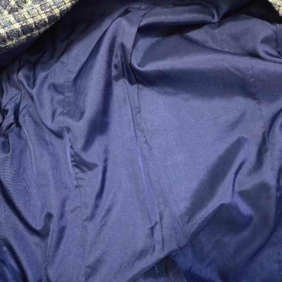 LUCIA Blue and White Women's Tweed Jacket. Size Italy 42/ Large - Picture 9 of 13